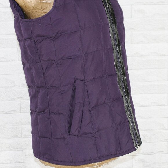 CHARTER CLUB Vest Puffer Quilted Sleeveless Gorpcore Purple Black Stripe Medium - Picture 3 of 12